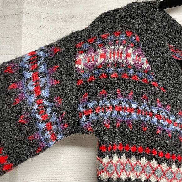 American Eagle Pink Gray Wool blend Sweater Nordic Patterned Pullover Size S - Picture 3 of 10